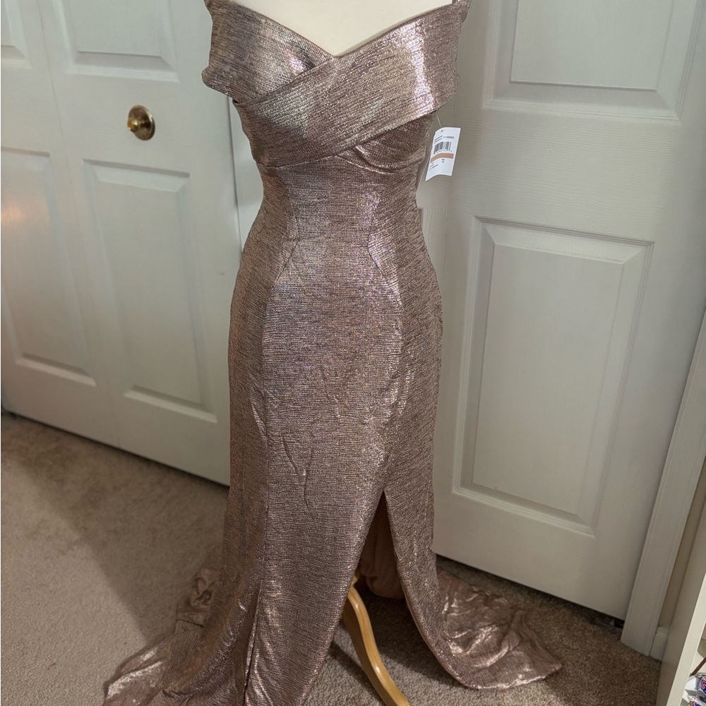 Pink Off-Shoulder Ruched Gown